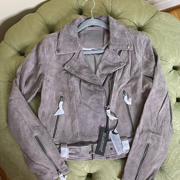 Blank NYC Moto Style Gray Leather Jacket Size M “Rock the Boat” NWT Retail $188 - Picture 2 of 12
